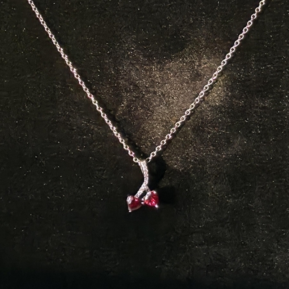 Elegant Silver and Red Pendant Necklace